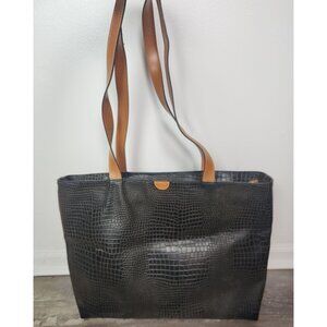 Bric's Brown Leather Embossed Large Tote Travel Bag